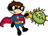 Superhero zapping flu bug